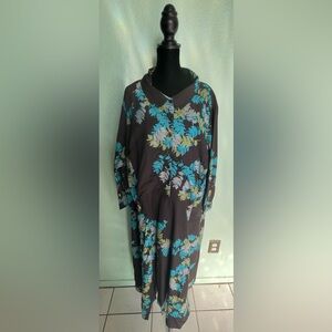 eShakti Black and Blue Floral Dress